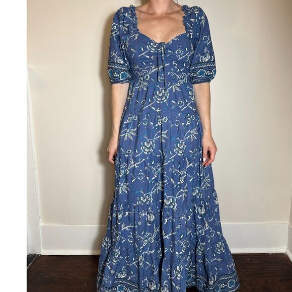 Beautiful 100% Cotton Caroline Constas Tiered Maxi Dress with Pockets Size M - Picture 2 of 7